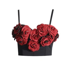 Sexy trojrozměrné podvazky s růžovými květinami